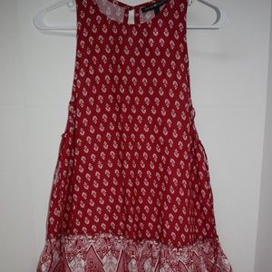 Derek Heart Red White Boho Tassel Dress Small New